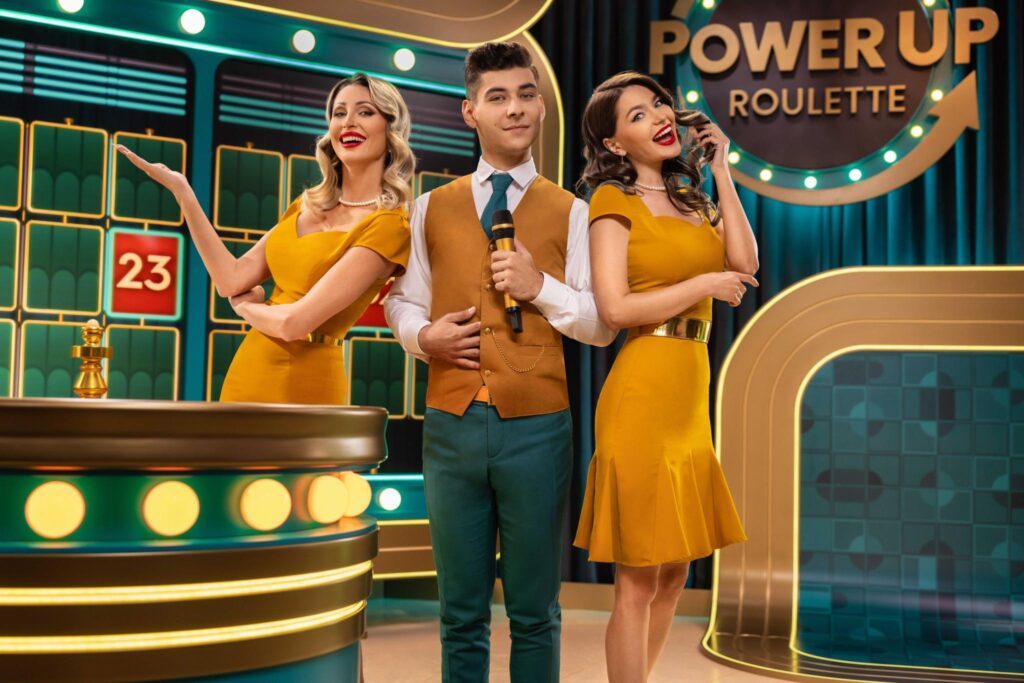 Power UP roulette Live Casino Dealers posing